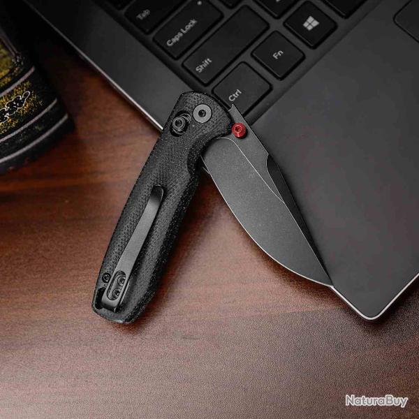 Couteau Trivisa Butterfly Lame Acier 14C28N Manche Black Micarta Crossbar Lock KTVJM06BM14