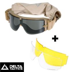 Lunettes Airsoft Delta Tactics 800 Tan (3 Verres Inclus) EN166 B