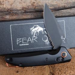 Couteau Bear OPS Katakt II Lame Acier M390 Serrated Manche Alu Slide Lock Made In USA
