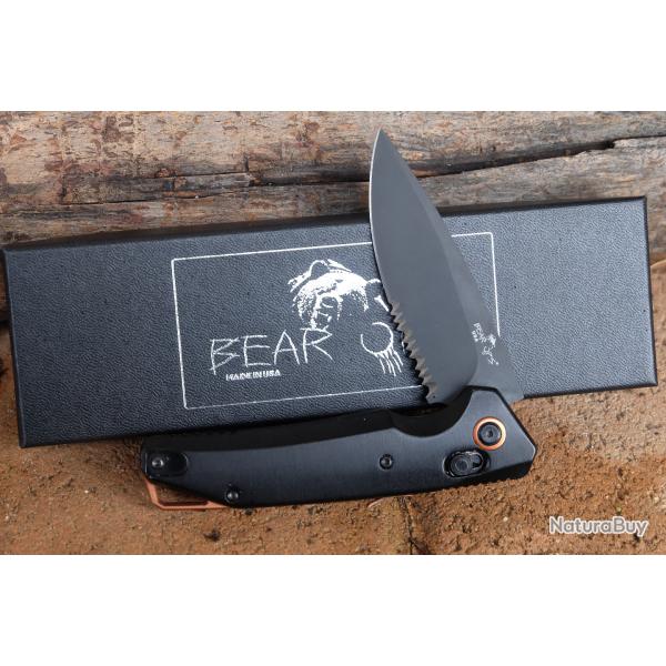 Couteau Bear OPS Katakt II Lame Acier M390 Serrated Manche Alu Slide Lock Made In USA