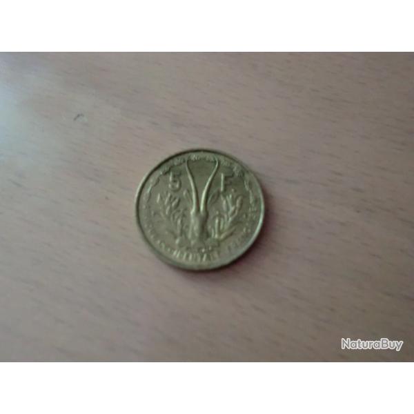 monnaie afrique occidentale fran�aise  5 francs  1956