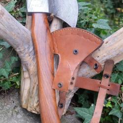 Hache Damas Hache de Jarl Viking Lame Acier Damas 512 Couches Manche Bois Etui Cuir Fabr ArtisanaleA