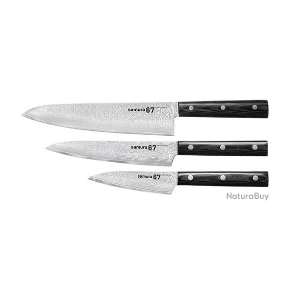 Coffret de 3 Couteaux de Cuisine Damascus 67 - SMSMD670220M