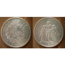 France 5 Francs 1874 K Piece Argent Hercule Franc