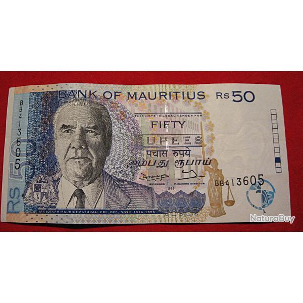 Iles Maurice, billet de 50 rupees ttb+ 1999
