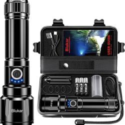 Lampe Torche LED Ultra Puissante Tactique IP67 &Eacute;tanche Rechargeable USB C Batterie 5000mAh A+++