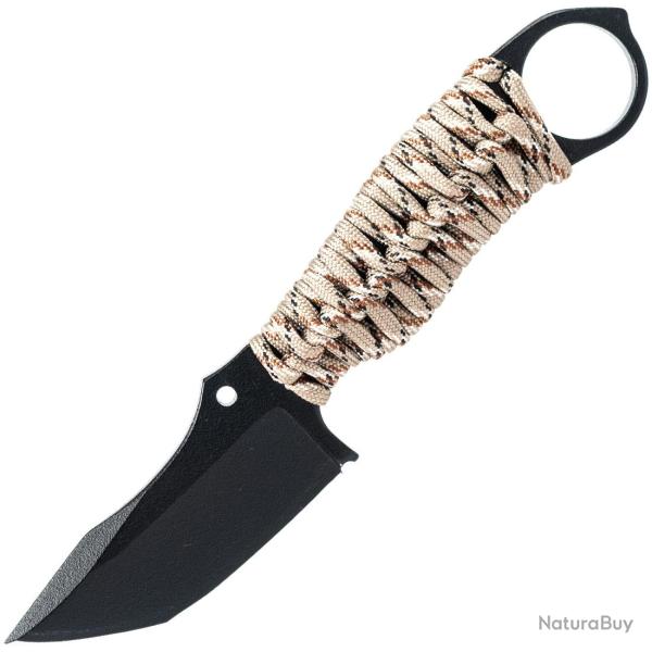 COUTEAU DE SURVIE KARLICAN WILDSTEER MANCHE PARACORDE DESERT CAMO LAME EPOXY NOIRE