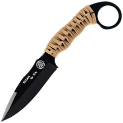 COUTEAU TACTIQUE TALIM WILDSTEER MANCHE PARACORDE COYOTE LAME EPOXY NOIRE