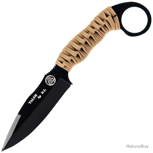 COUTEAU TACTIQUE TALIM WILDSTEER MANCHE PARACORDE COYOTE LAME EPOXY NOIRE