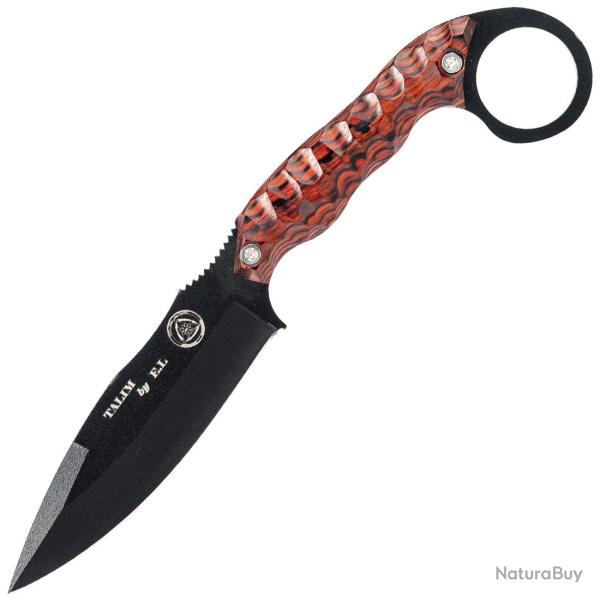 COUTEAU TACTIQUE TALIM WILDSTEER MANCHE PAKAWOOD COCOBOLO LAME EPOXY NOIRE