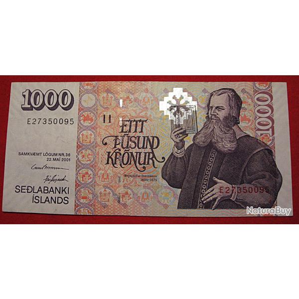 Islande, billet de 1000 kronur 2001 ttb