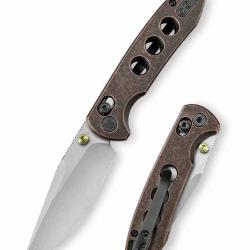 Couteau Trivisa Butterfly Lame Acier 14C28N Manche Cuivre Crossbar Lock Clip TVJM06CU14