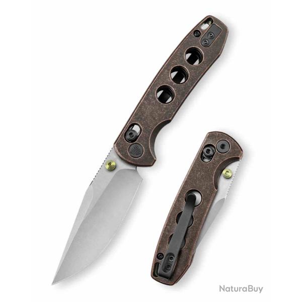 Couteau Trivisa Butterfly Lame Acier 14C28N Manche Cuivre Crossbar Lock Clip TVJM06CU14