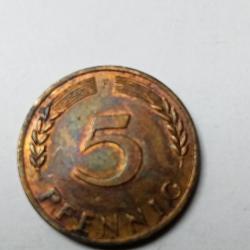 5 pfennig 1950 f allemande