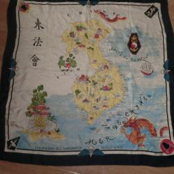 foulard vintage  carr&eacute; sur soie les anciens des commandos du C.L.I 5eme R.I.C  / 85 X 85 cm