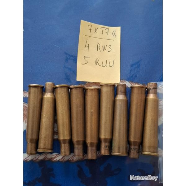 1 LOT de  9  DOUILLES 7 X 57 R ( pour rechargement )