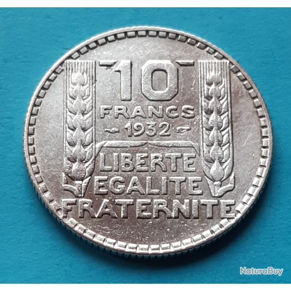 1 pi�ce de 10 Francs argent, TURIN, Rameaux longs sur t�te de Marianne, 1932, �28mm, 10gr