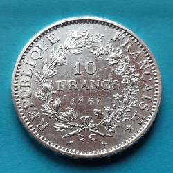 1 pi&egrave;ce de 10 Francs argent, DUPR&Eacute;,1967, &Oslash;37mm, 25gr dont 22,5gr d'argent 900� - lot n&deg; 13