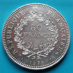 1 pi&egrave;ce de 50 Francs argent, DUPR&Eacute; 1978, &Oslash; 41mm, 30gr dont 27,0gr d'argent 900� - lot n&deg; 23