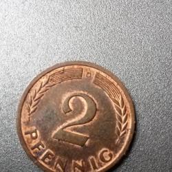 2 pfennig 1950 d allemande