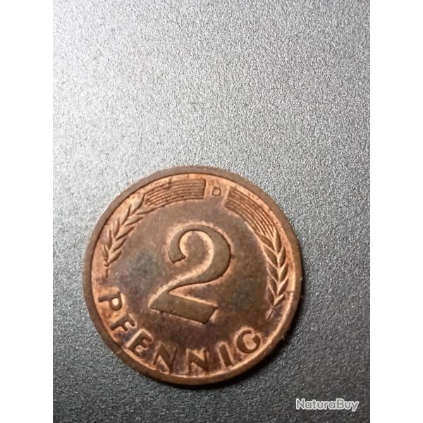 2 pfennig 1950 d allemande