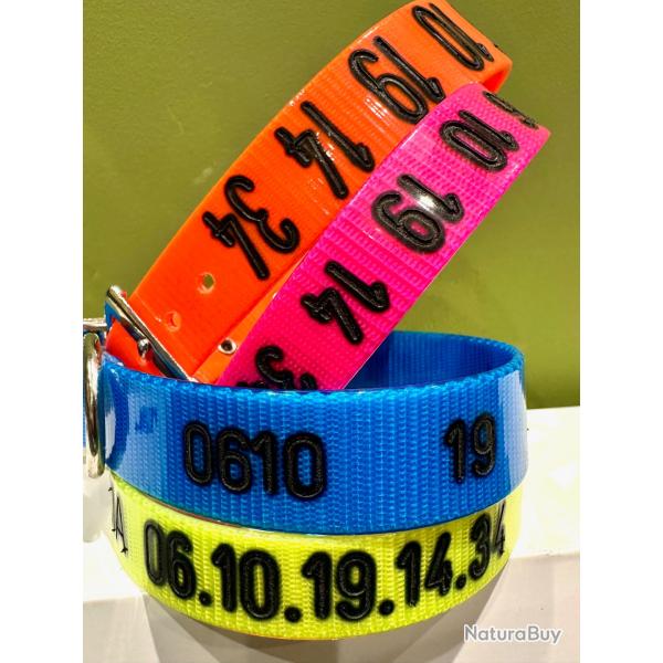 PROMO 2026 !! Collier GRAV� chien - Gravure sp�ciale GARMIN Orange