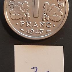 1 pi&egrave;ce de 1 franc Francisque, l&eacute;g&egrave;re, 1943 - lot n&deg; 30 - Pas de coffret ni de certificat
