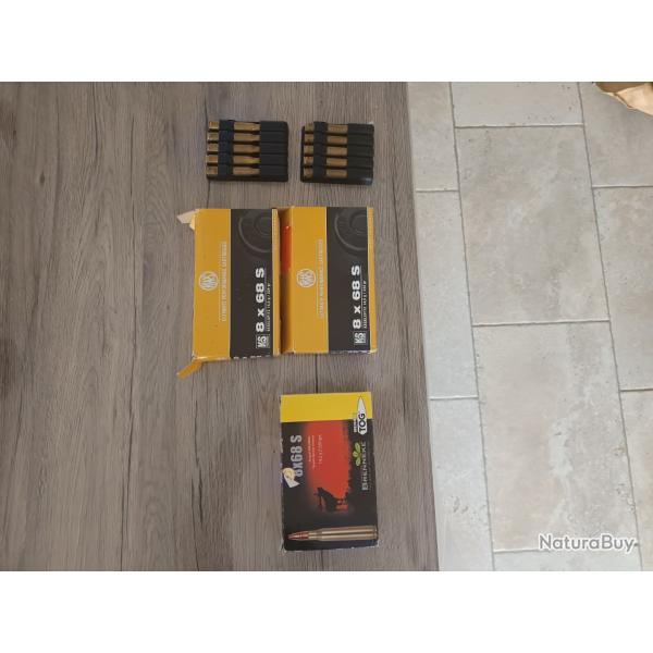 Lot de 63 balles calibre 8x68s
