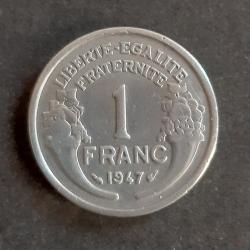 1 pi&egrave;ce de 1 franc Morlon, l&eacute;g&egrave;re, 1947 - lot n&deg; 32 - Pas de coffret ni de certificat