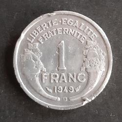 1 pi&egrave;ce de 1 franc Morlon, l&eacute;g&egrave;re, 1949 B - lot n&deg; 33 - Pas de coffret ni de certificat