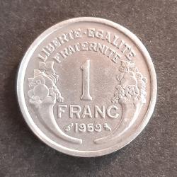 1 pi&egrave;ce de 1 franc Morlon,  l&eacute;g&egrave;re, 1959 - lot n&deg; 35 - Pas de coffret ni de certificat