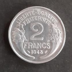1 pi&egrave;ce de 2 francs,   l&eacute;g&egrave;re, Morlon, 1948 - lot n&deg; 37 - Pas de coffret ni de certificat