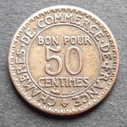 1 pi&egrave;ce Bon pour 50 centimes, 1922, Commerce et industrie, Bronze, &Oslash; 18mm - lot n&deg; 40