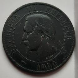 1 pi&egrave;ce Napol&eacute;on III, DIX centimes bronze, atelier W, 1854, Pas de coffret ni de certificat, lot 39