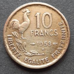 1 pi&egrave;ce 10 francs GUIRAUD,1953, Cupro-Aluminium. Atelier B, Lot 205, Pas de coffret ni de certificat