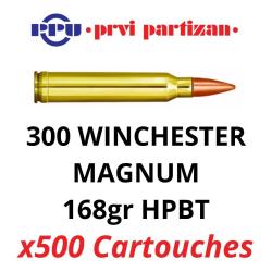 Vente group&eacute;e ! 500 cartouches PPU Partizan Cal. 300 Win Mag - 168 grs HPBT