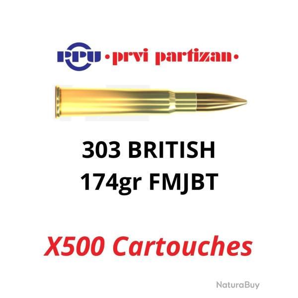 Vente group�e ! 500 cartouches PPU Partizan Cal. 303 British - 174 grs FMJBT
