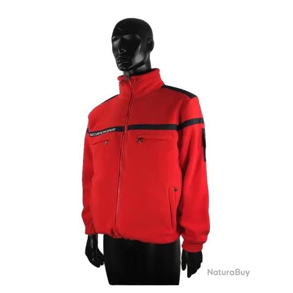 Veste polaire SSIAP rouge bande marine brod� SECURITE INCENDIE ROUGE 5XL