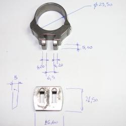 Lot collier montage &agrave; crochet pour lunette + crochet EAW  Diam&egrave;tre 29,50