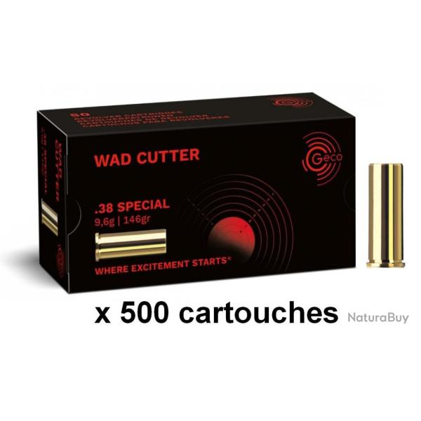 MUNITIONS GECO CALIBRE .38 SPECIAL WAD CUTTER 146 GRS /500