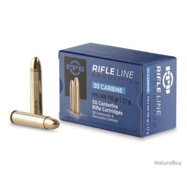 CARTOUCHES PARTIZAN 30 CARBINE ( 30 m1 ) FMJ 7.1g/110 GRS boite de 50