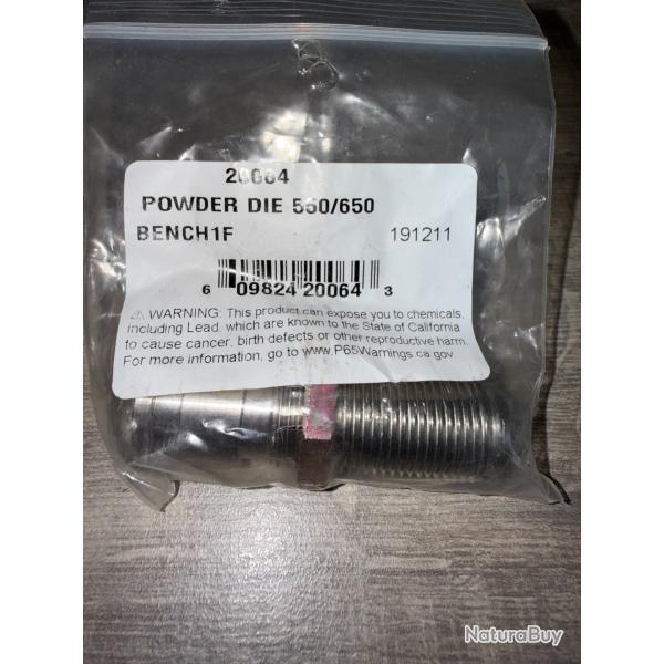 DILLON 20064 POWDER DIE 550/650 BENCH 1F