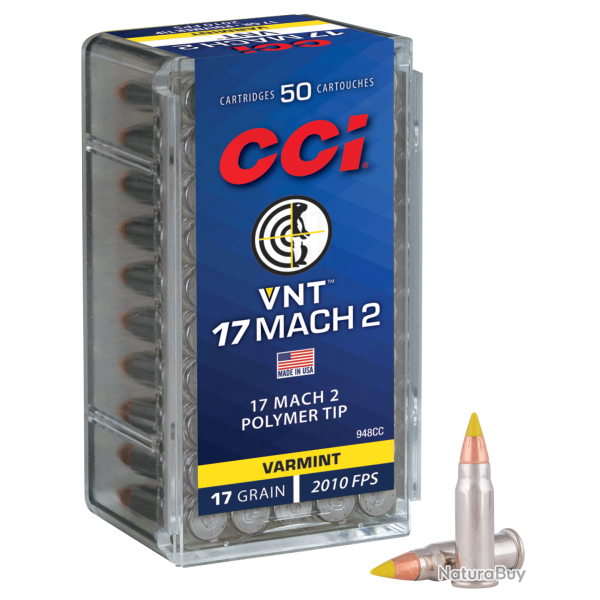 Balles CCI Calibre 17HMR VNT 17 Grains