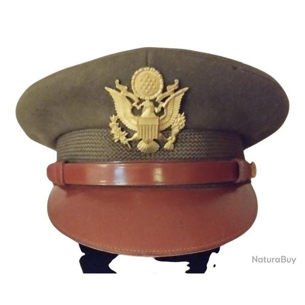 Superbe Casquette d'officier US brune� - fabricant Bancroft , WW2 - 100% ORIGINALE.