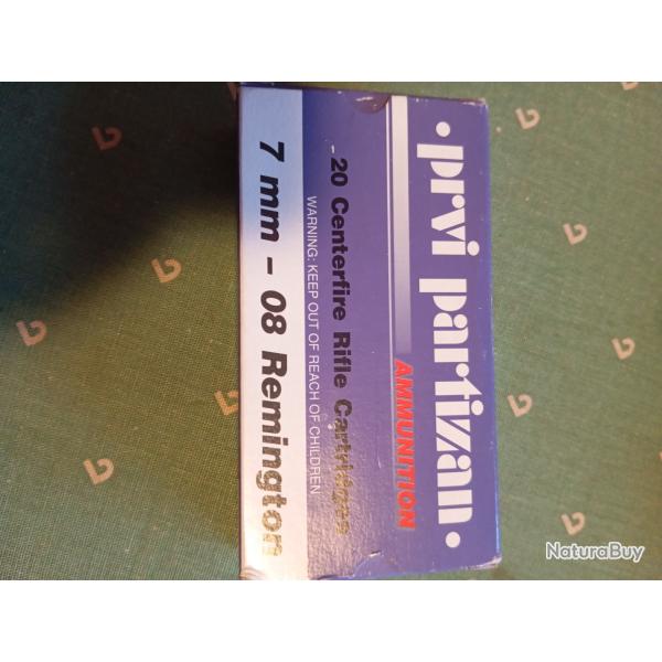 lot de 5 boites de cartouches 7 08 rem prvi partizan hp 7.8 g 120 grains