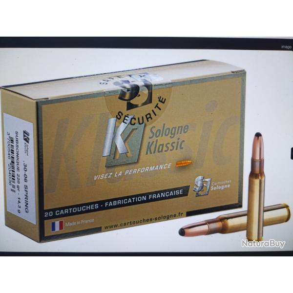 Sologne 30-06 spring sierra rn sp subsonique 220g/14.2g 20 munitions
