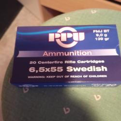 LOT DE 5 BOITES  PPU 6,5x55 SWEDISH FMJ BT 139gr