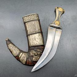 BEAU POIGNARD JAMBIYA DU YEMEN, MILIEU XX&deg;, COUTEAU TRES DECORE, KHANJAR