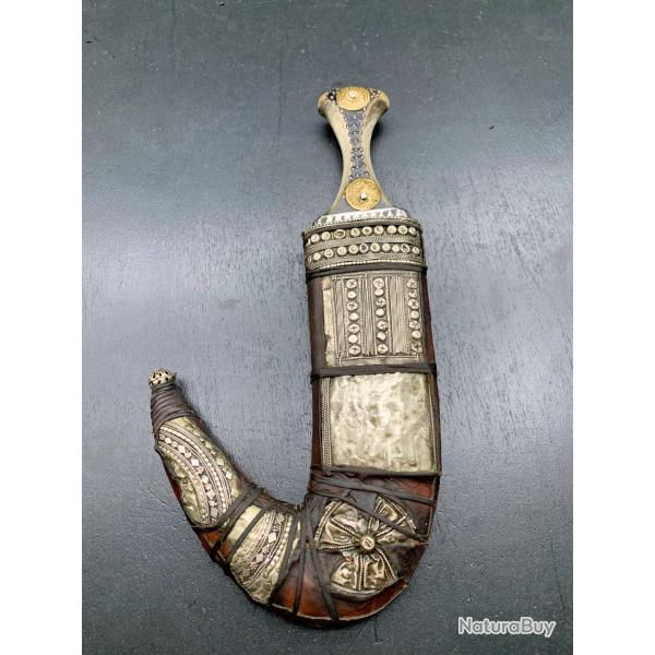 BEAU POIGNARD JAMBIYA DU YEMEN, MILIEU XX�, COUTEAU TRES DECORE, KHANJAR