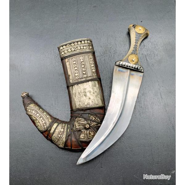 BEAU POIGNARD JAMBIYA DU YEMEN, MILIEU XX�, COUTEAU TRES DECORE, KHANJAR